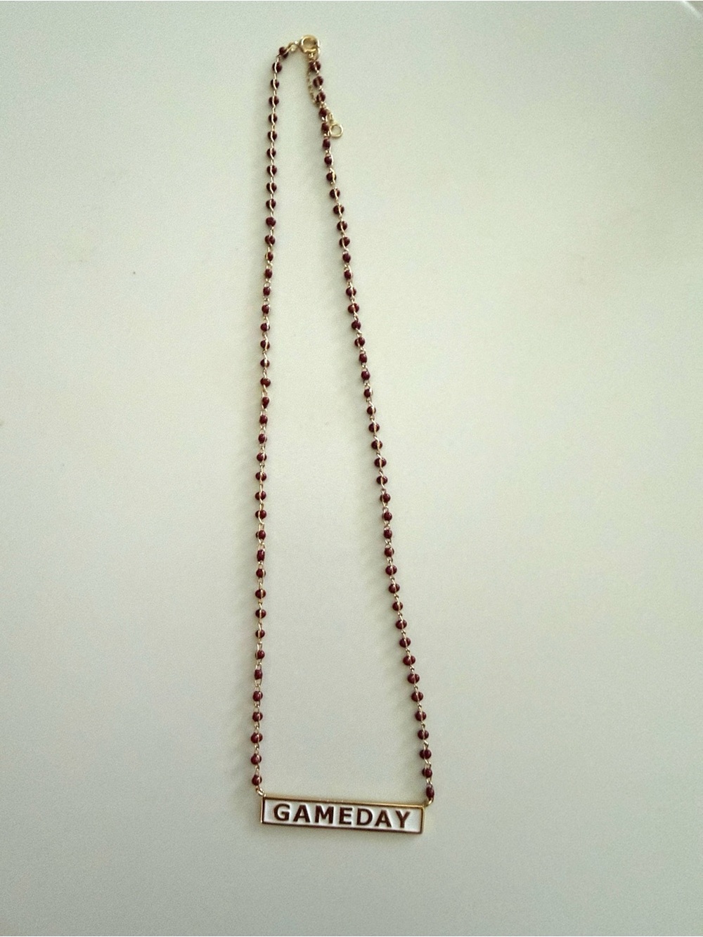 GAMEDAY Gold and Burgundy Beaded Necklace